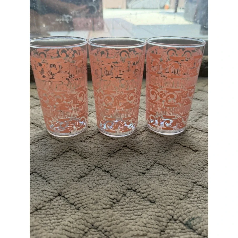 Midcentury Anchor Hocking Chantilly Pink Glasses Tumblers Set 3